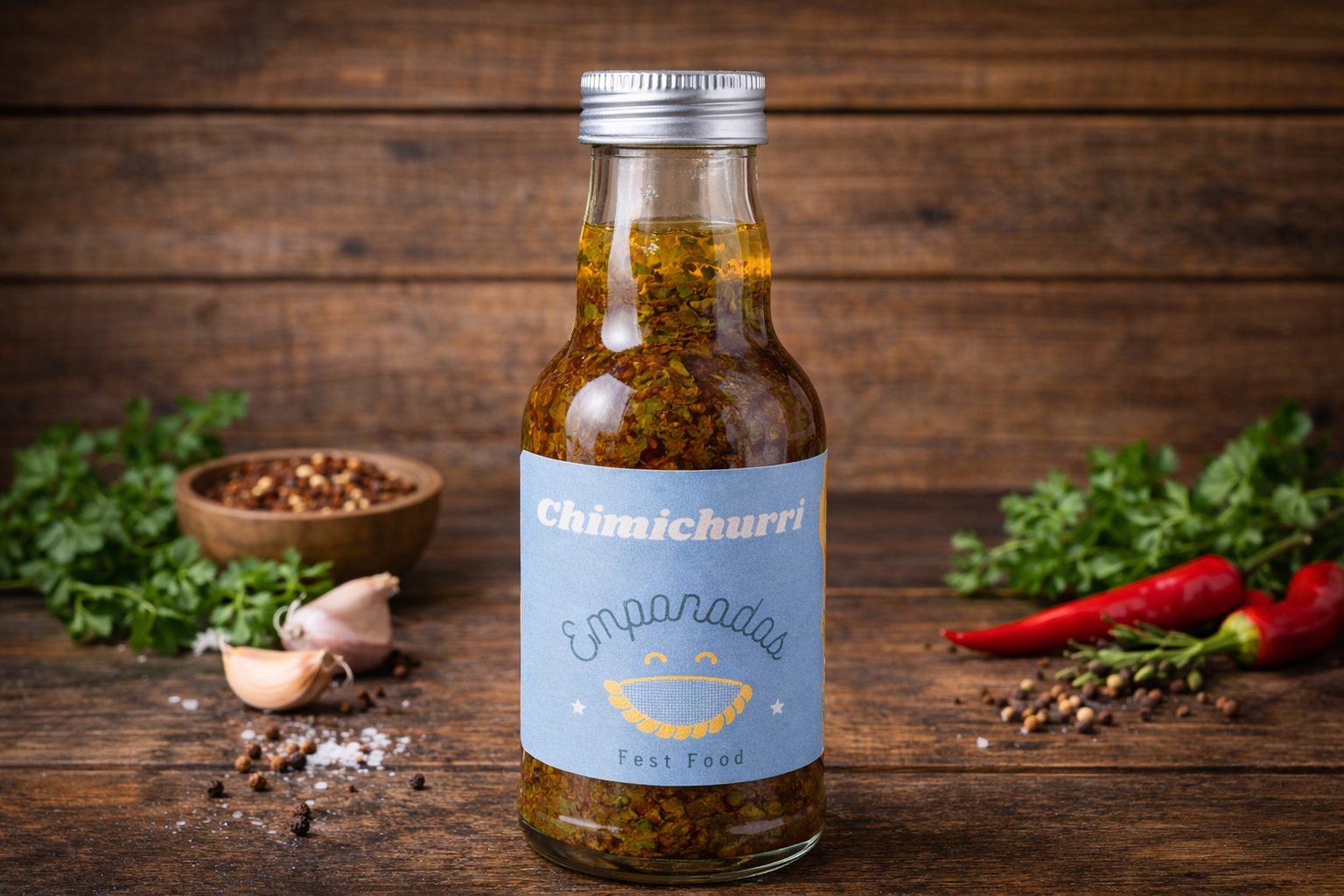 Zelfgemaakte Chimichurri, kant- en klaar voor gebruik